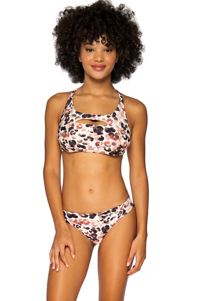 Swim Systems Zoe Bralette in Serengeti animal print in recycled nylon from d to dd cup sizes