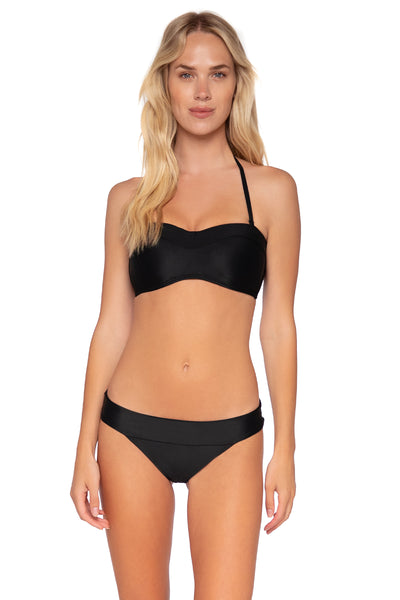 Swim Systems Bliss Banded Bottom in black recycled nylon